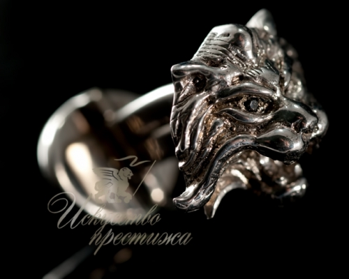 Серебряные запонки "Лев"