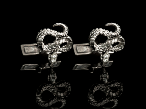 Запонки из белого золота "Змея"