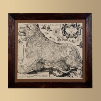 Картина на коже "Бельгия в виде льва"