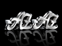 Золотые фигурные запонки с инициалами "AZ"