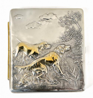 CЕРЕБРЯНЫЙ ПОРТСИГАР "ОХОТА"