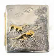 CЕРЕБРЯНЫЙ ПОРТСИГАР "ОХОТА"