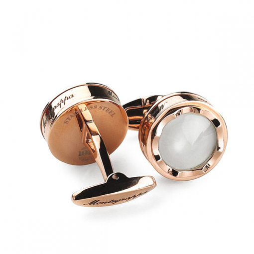 Запонки Montegrappa Parola Rose Gold PVD, White Cufflinks