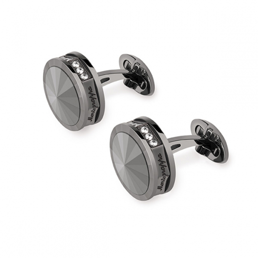 Запонки Montegrappa NeroUno Gun Metal PVD Metal Inlay Crystals