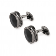 Запонки Montegrappa NeroUno Gun Metal PVD Onyx Inlay Crystals