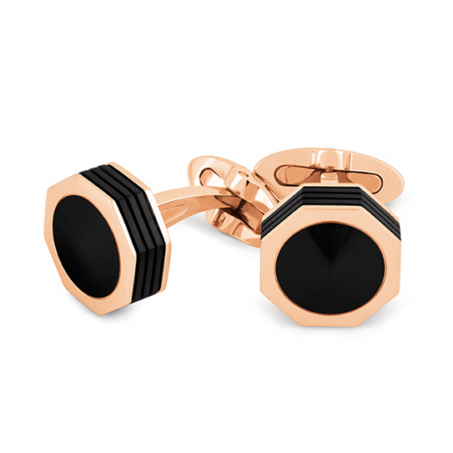 Запонки Montegrappa NeroUno Rose Gold PVD Onyx Inlay Cufflinks