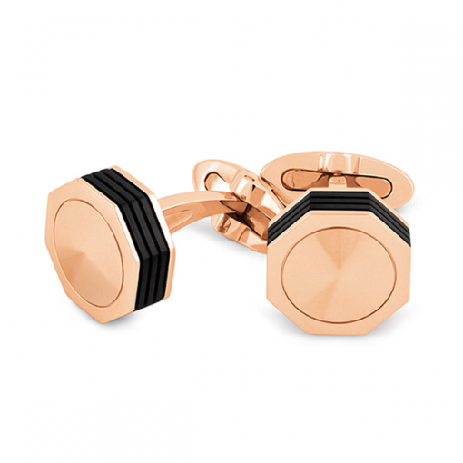 Запонки Montegrappa NeroUno Rose Gold PVD Metal Inlay Cufflinks
