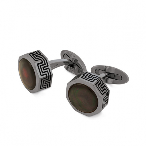 Запонки Montegrappa Privilege Gun Metal PVD Black Mother-of-Pearl inlay Cufflinks