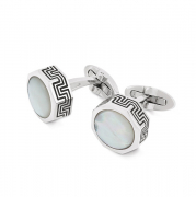 Запонки Montegrappa Privilege Stainless Steel White Mother-of-Pearl Inlay Cufflinks