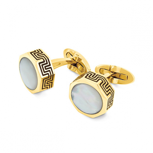 Запонки Montegrappa Privilege Yellow Gold PVD White Mother-of-Pearl inlay Cufflinks