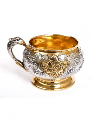 Серебреная Чашка Птицы и цветы