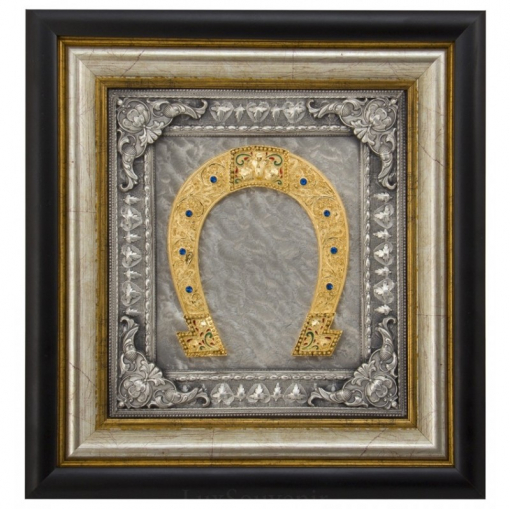 Коллаж "Подкова" на серебряном фоне