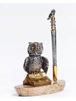 Серебреная Подставка под ручку Мудрая Сова