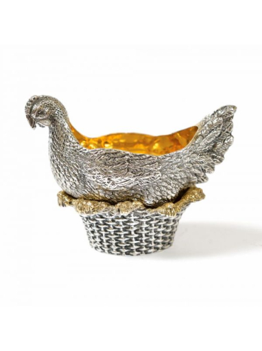Серебреная Подставка под яйцо Курочка