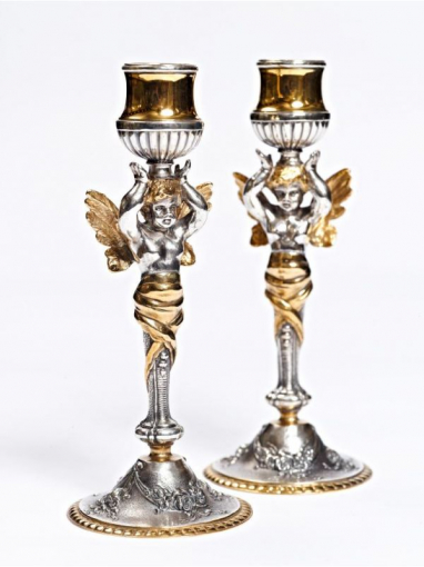 Серебряный Подсвечники Ангелы
