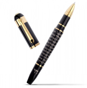 Роллеровая ручка Tibaldi Tribute to Judaism Yellow Gold, Black with Grey Prayer