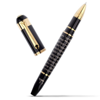 Роллеровая ручка Tibaldi Tribute to Judaism Yellow Gold, Black with Grey Prayer