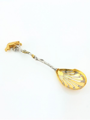 Серебряная салатная ложка Попугай