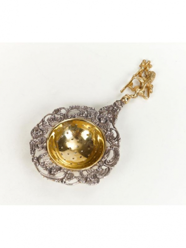 Серебряное Ситечко для чая Лев