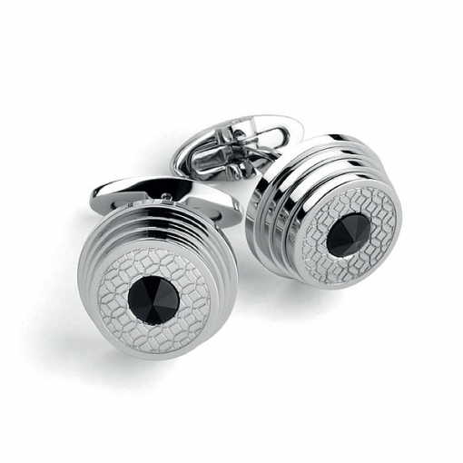 Запонки Montegrappa Stairway Stainless Steel, Black crystal insert Cufflinks