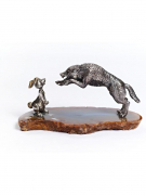 Серебреная Статуэтка Волк и заяц