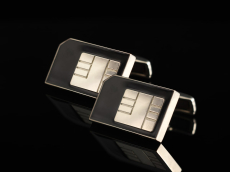 Запонки из белого золота "Sim - карта"